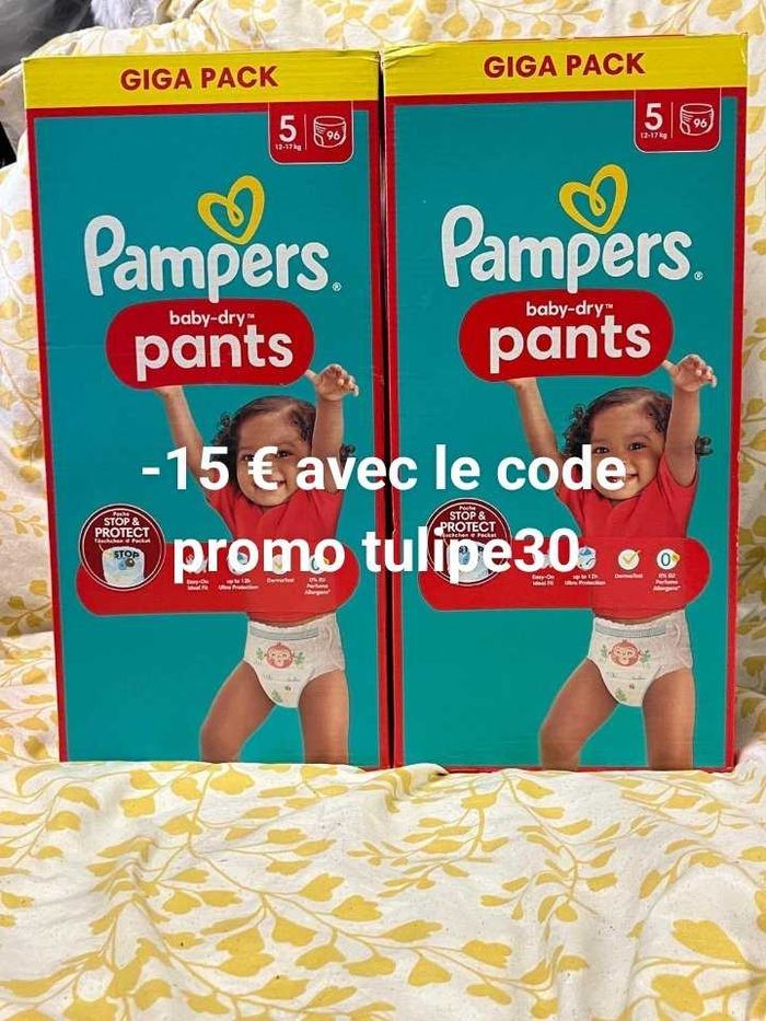 Deux giga carton de couche pampers taille 5 pants