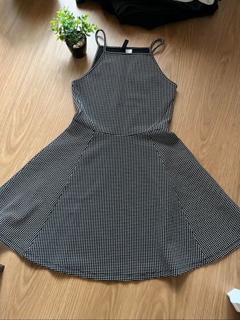 Robe patineuse à bretelles noire à pois blancs H&M T36 TBE 👗