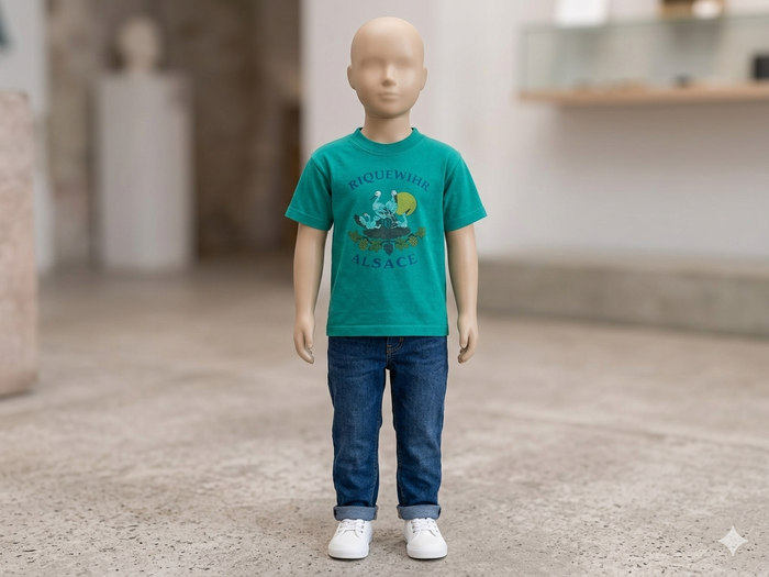 T shirt Vert Riquewihr Alsace 5-6 Ans B&c - photo numéro 2
