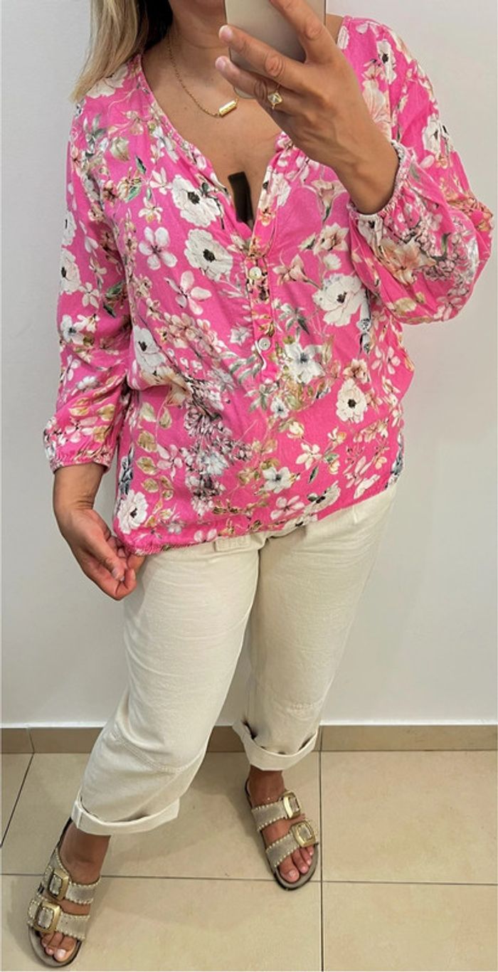 🌸 Blouse imprimée fleurs Made in Italy Taille Unique - photo numéro 5