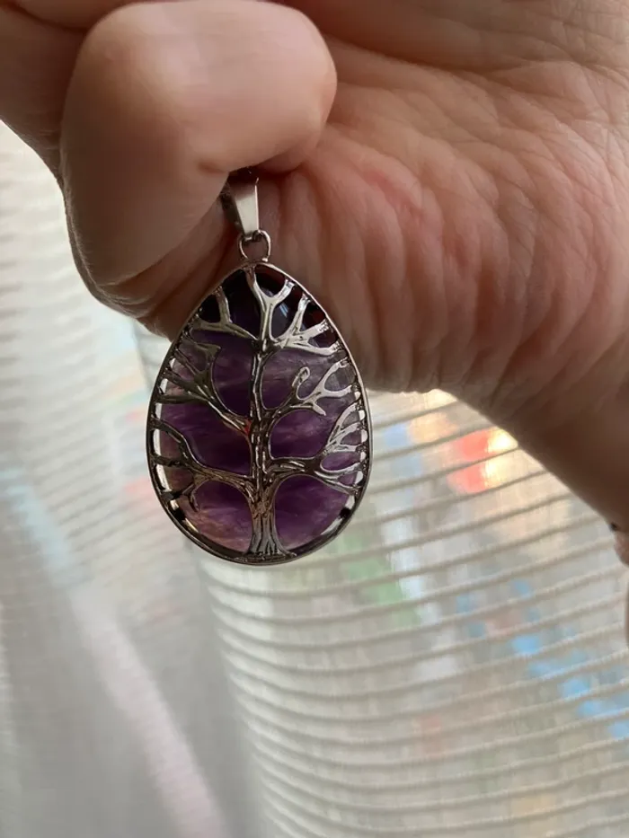 Collier et pendentif arbre de vie améthyste - photo numéro 2