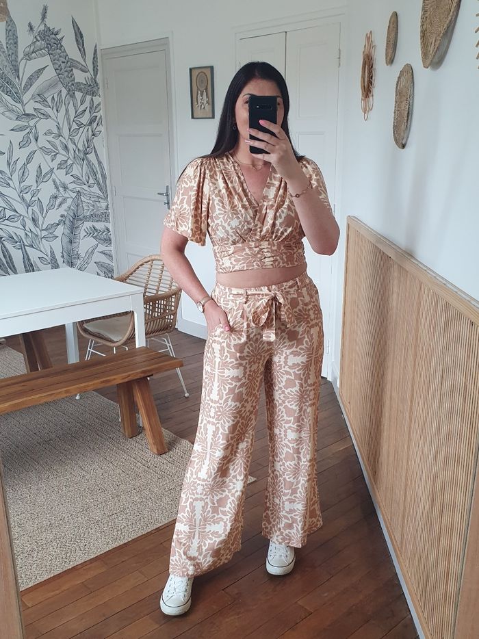 Crop top fluide Maldives beige/camel Taille M - photo numéro 2