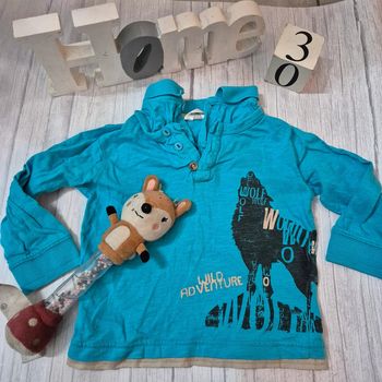 T shirt manche longue turquoise  Taille 3ans Kidkanaï