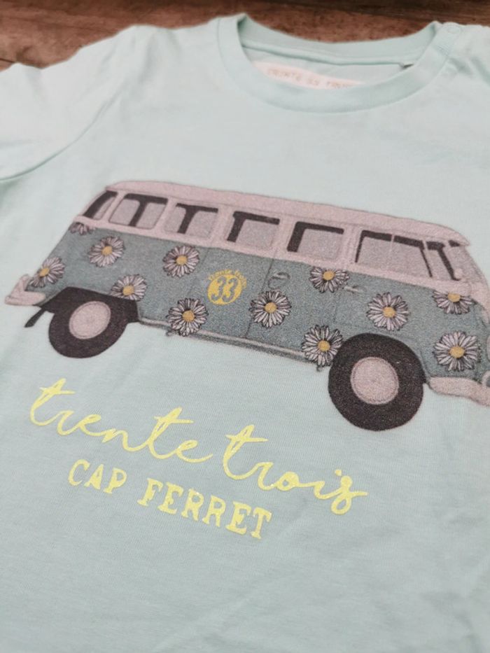 🍓Teeshirt vert d'eau cap ferret combi 12/18mois🍉 - photo numéro 2