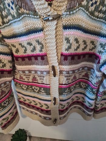 Pull gilet laine à capuche vintage