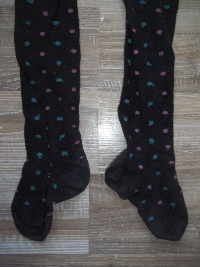 Collant marron à pois bleus et roses Tex 4/5 ans - photo numéro 2