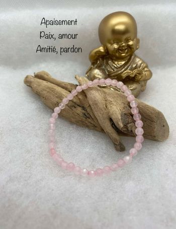 Bracelet très fin en quartz rose facetté 18 cm , lithothérapie