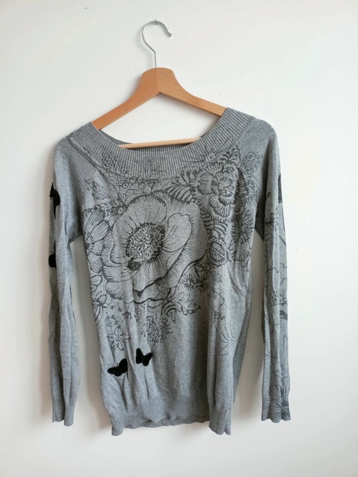Pull fin gris Desigual M