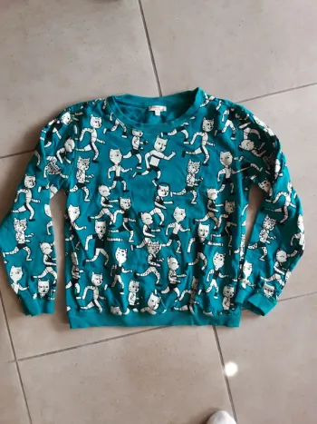 Pull sweat chat T. 12 ans comme neuf