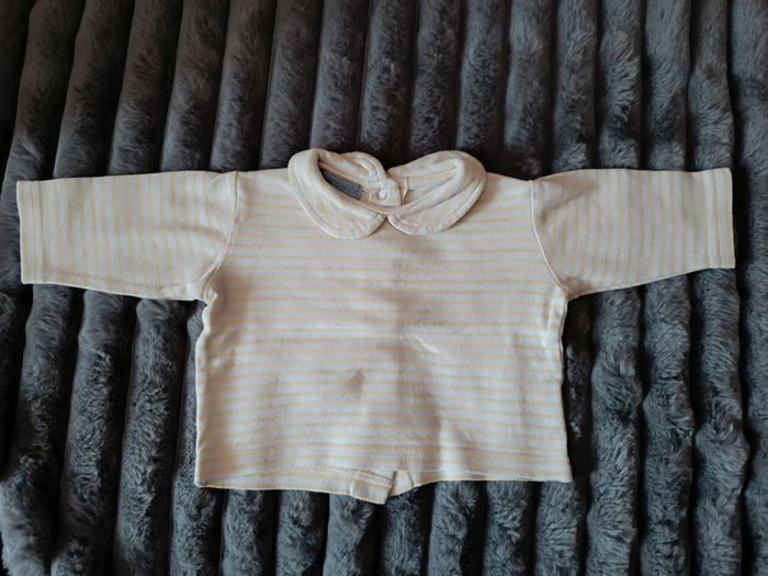 2Euros _ T-shirt col claudine à rayures T. 3 - 6 mois L'Enfant Do