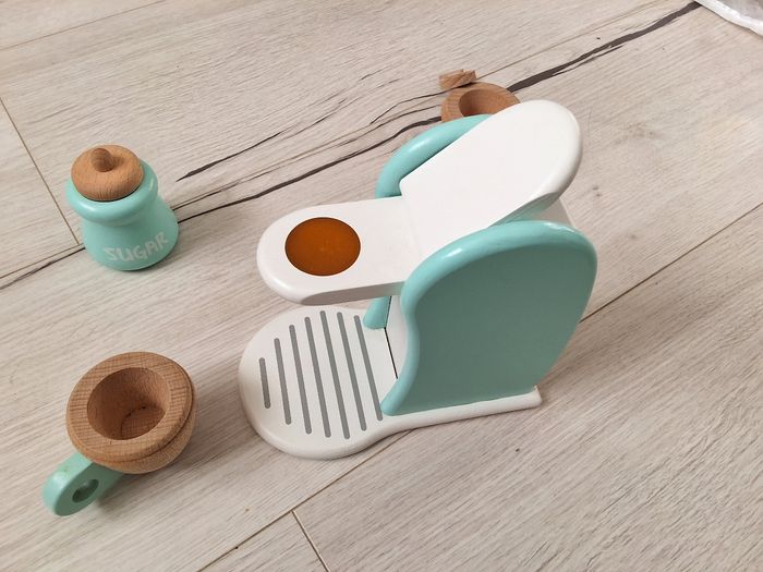 Jeu jouet enfant bois machine à café expresso 2 tasses et sucrier - photo numéro 3