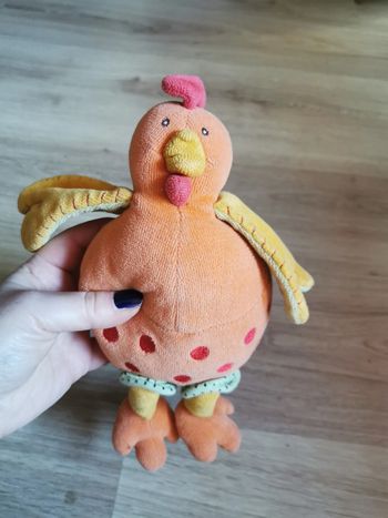 Poule peluche doudou orange