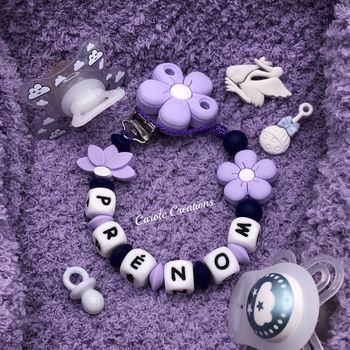 Attache tétine marguerite personnalisable en silicone 