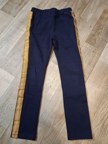 Pantalon jegging fille bleu marine à bandes dorées 5 ans