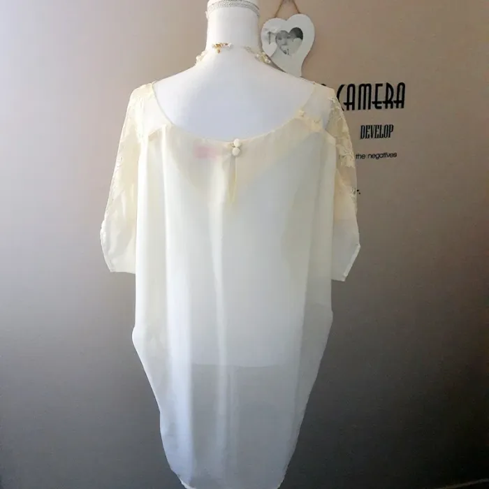 Robe blanche écru dentelle avec ceinture neuve taille M/L - photo numéro 6