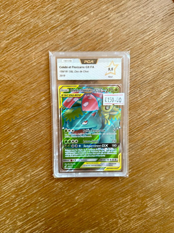 Carte Pokémon Escouade Celebi et Florizarre GX 159/181 PCA 9.5