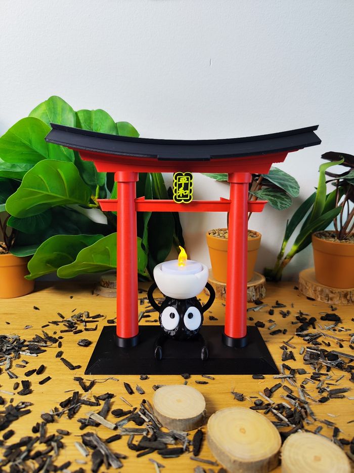 Lot d'un torii et d'une bougeoir Susuwatari Ghibli, studio Ghibli, japon, kodama - photo numéro 10