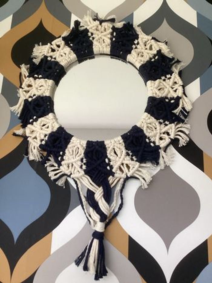 Couronne miroir macramé bicolore