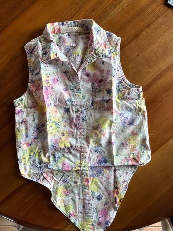 Débardeur fleuri teeshirt sans manche noeud fille 10 ans 11 ans