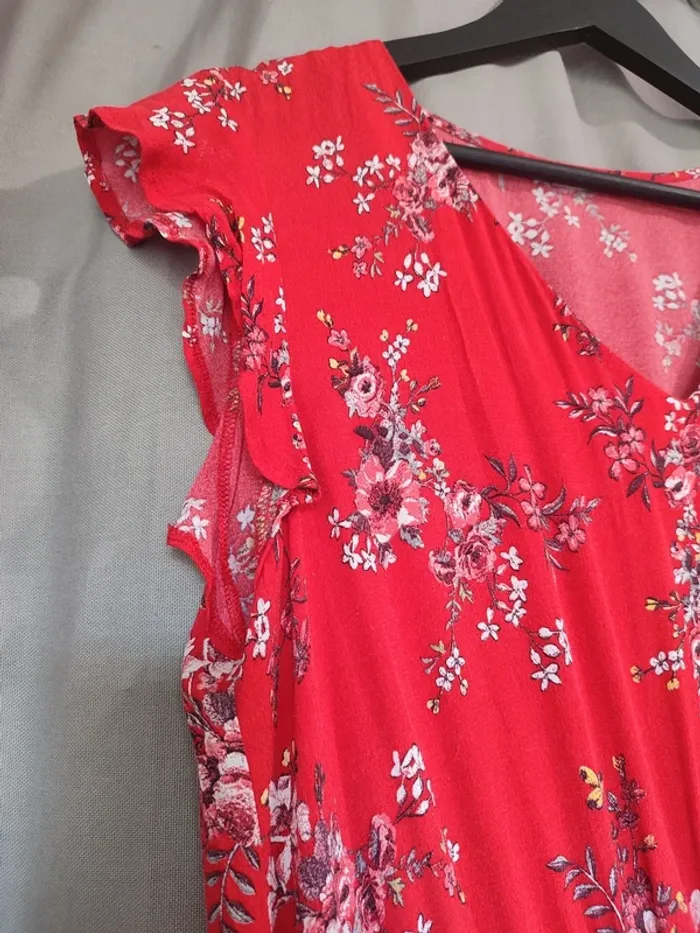 Robe longue rouge fleuris 🌸 Camaïeu - photo numéro 6
