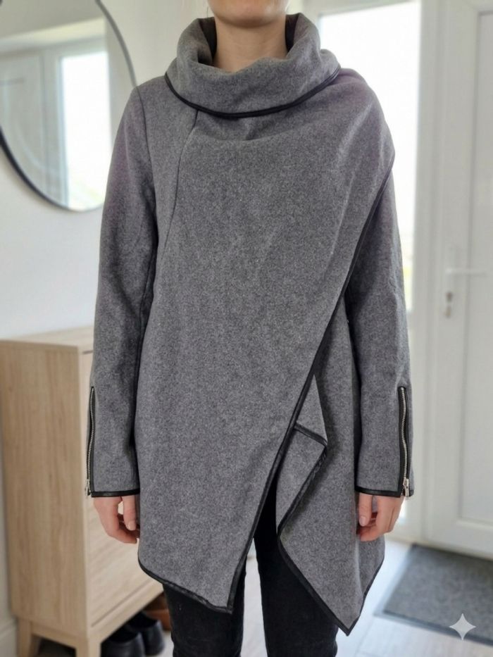 Magnifique veste drapée croisé déco zip - photo numéro 1