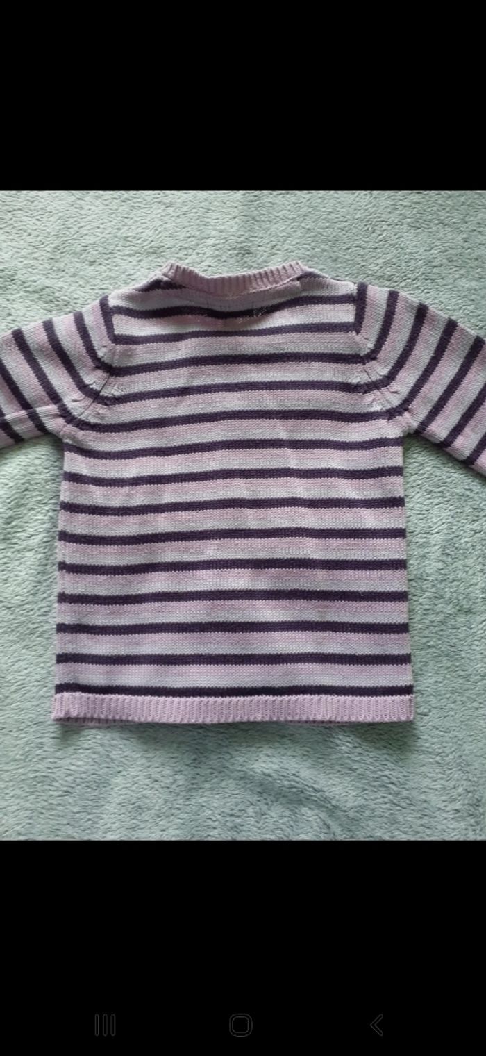 Gilet fille 18 mois violet à rayures - photo numéro 3