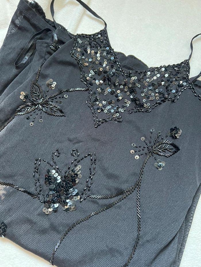 Robe midi perles sequins Goth Coquette vintage 90s - Taille M/L - photo numéro 8