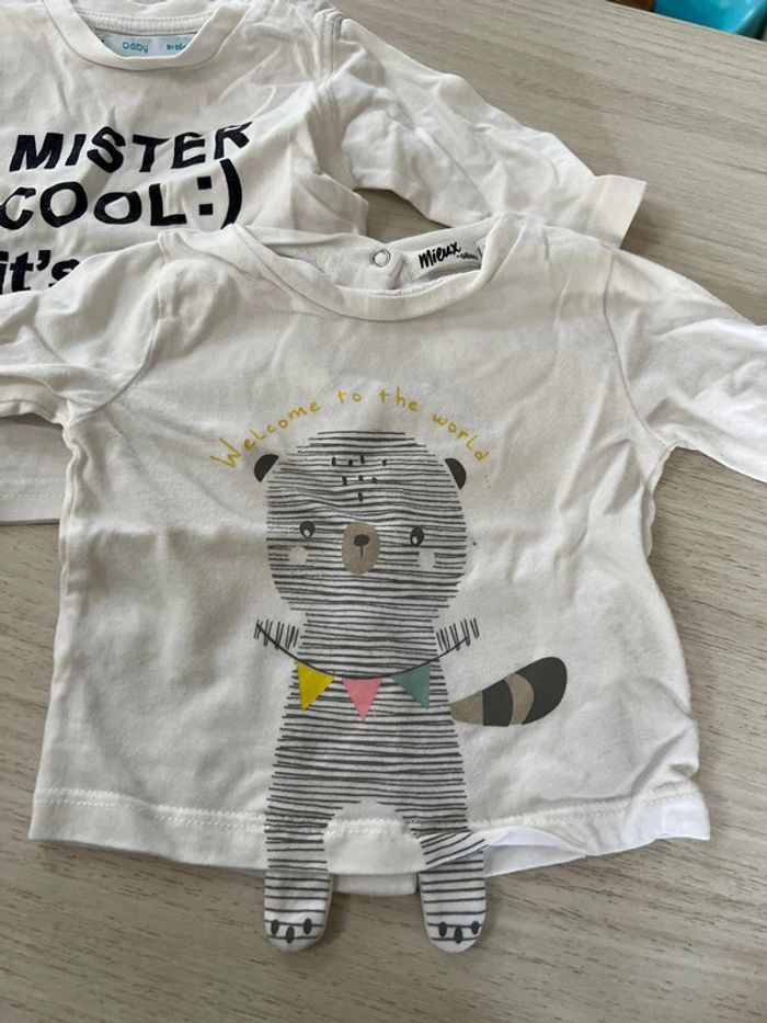 Lots 5 T-shirts manches longues blancs 3 mois - photo numéro 5