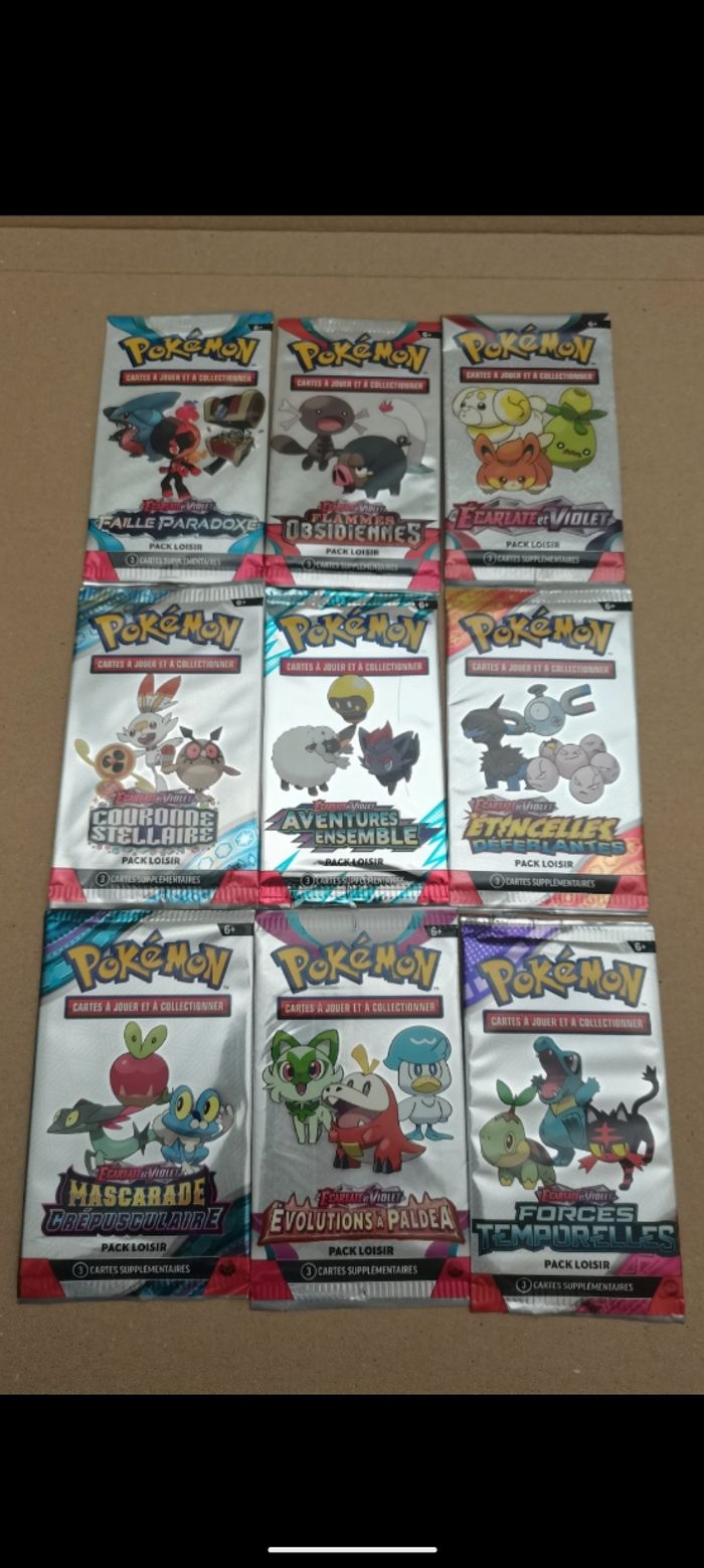 Lot de 9 booster 3 carte pack loisir série écarlate et violet