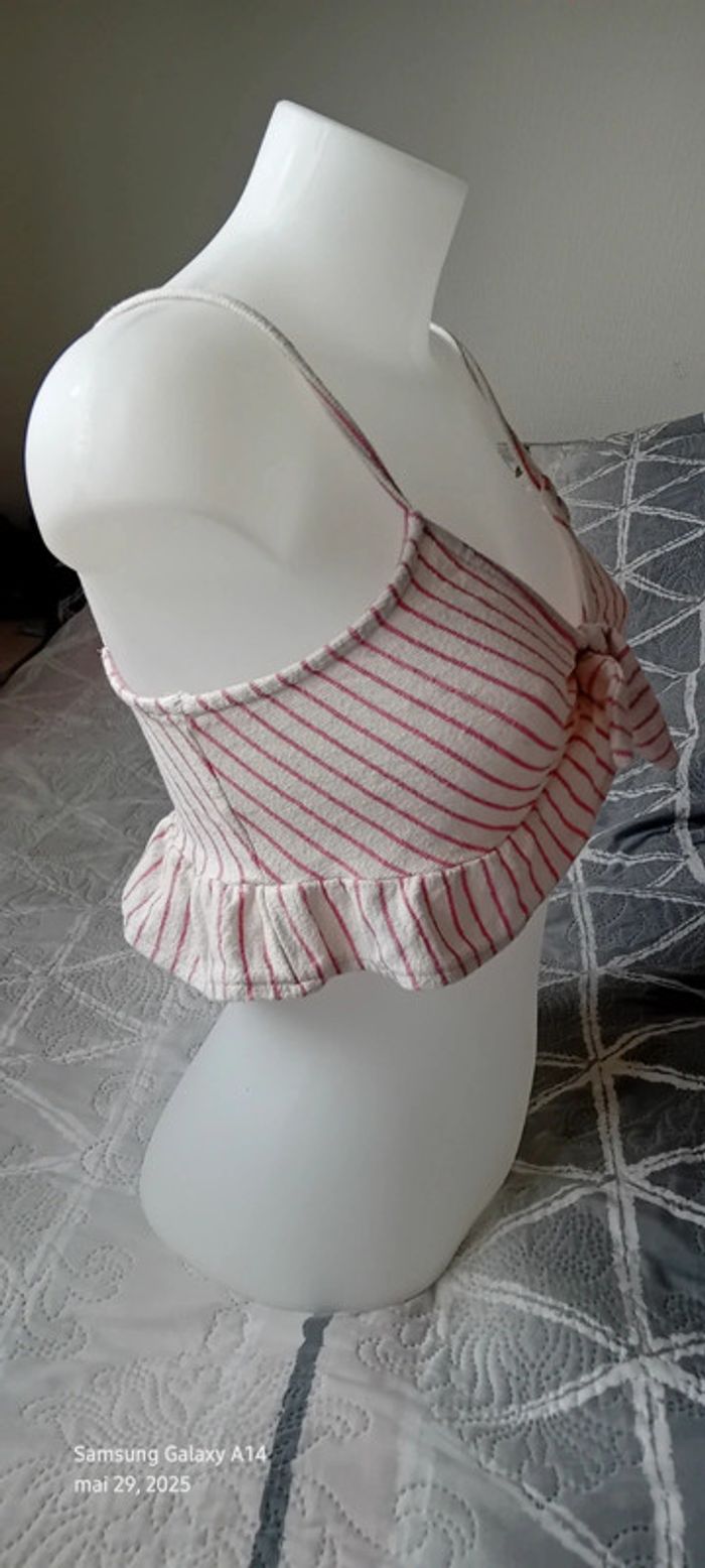Brassière fines bretelles avec noeud à rayures roses femme S pull & bear - photo numéro 5