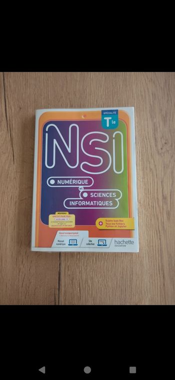 Livre NSI informatique spécialité terminale avec corrigés hachette
