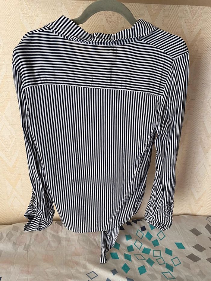 Superbe belle chemise bleu à rayures à noeud Colloseum taille S - photo numéro 9