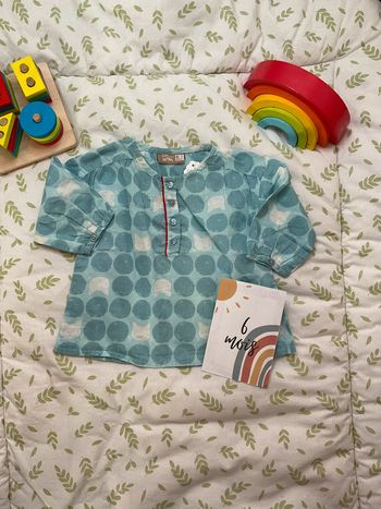 blouse manches longues bleu turquoise 6 mois DPAM