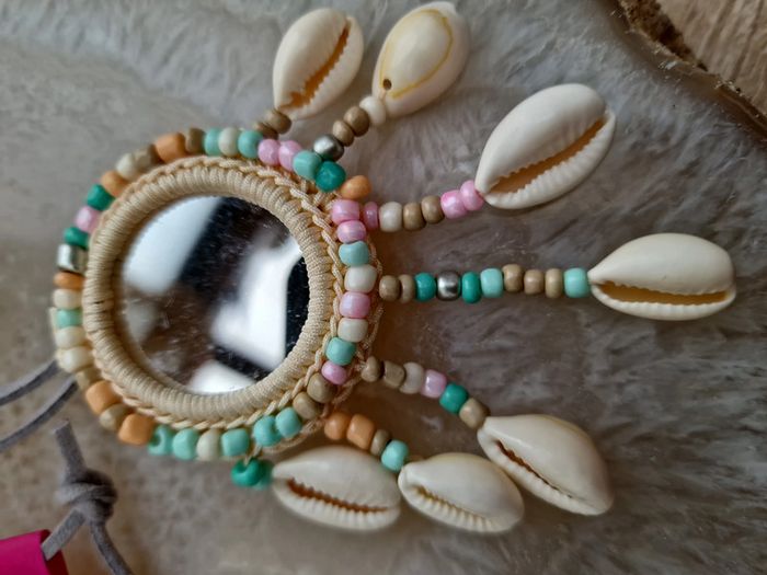 Collier Sautoir Miroir Boheme Macramé Attrape Reves Coquillages Perles - photo numéro 12
