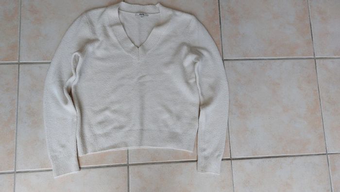 Pull col V blanc femme / fille BZB taille XS