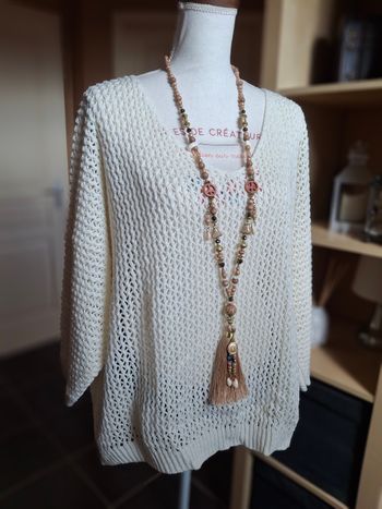 Pull mailles ajoutées écru neuf