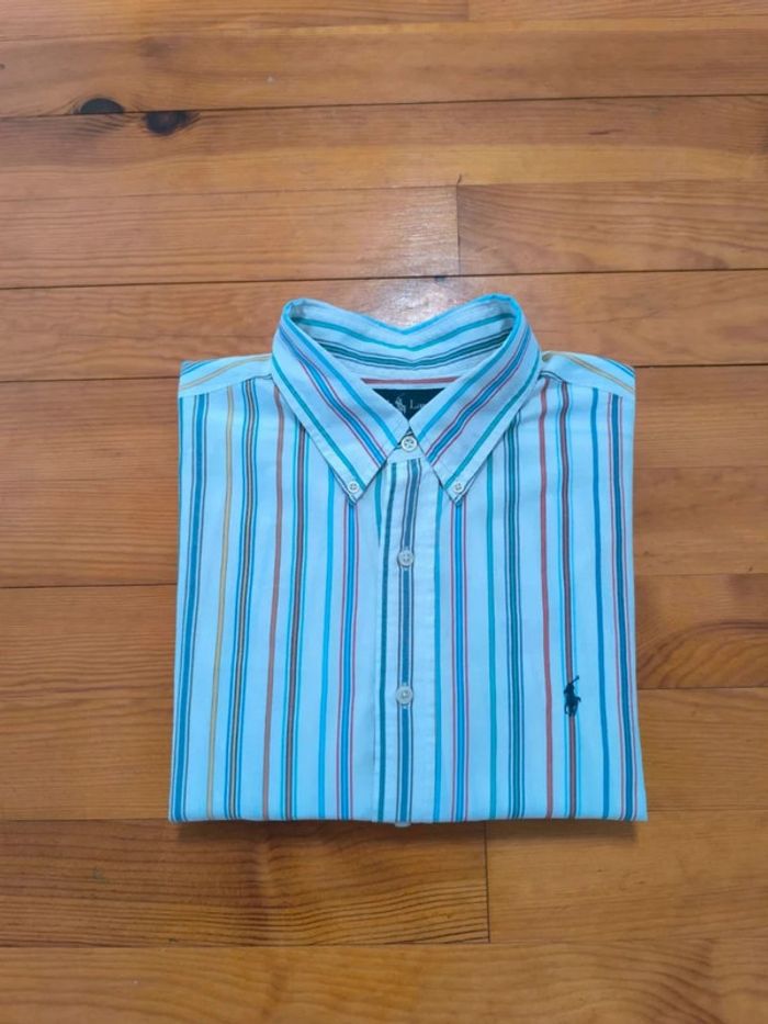 Chemise à rayures - Ralph Lauren - Blake - Logo brodé marine - Blanc, rouge, bleu - Taille XL - photo numéro 2