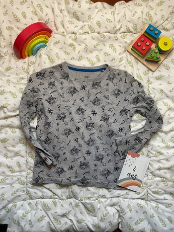 teeshirt manches longues gris motifs marine lupilu 4/6 ans