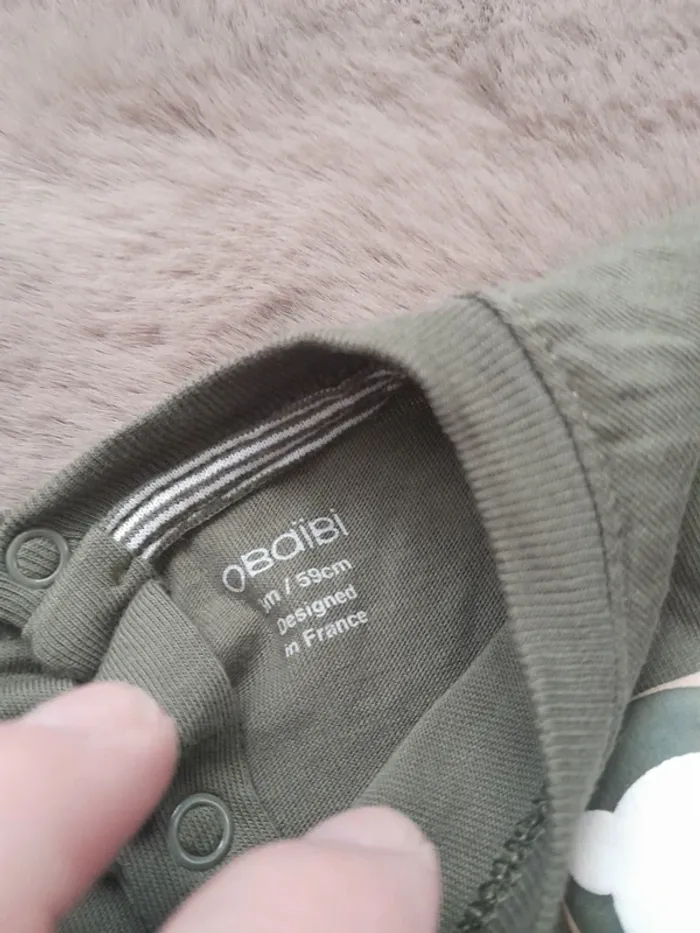 T-shirt manche courte en taille 3 mois marque Obaïbi - photo numéro 4