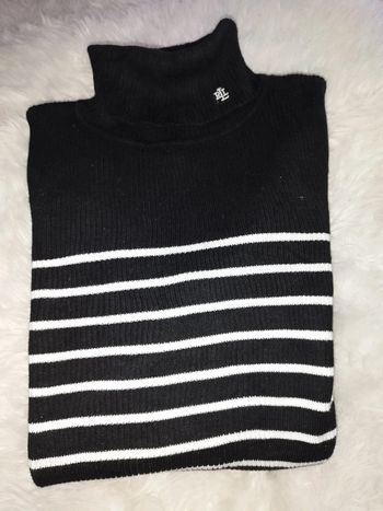 Pull col roulé bicolore