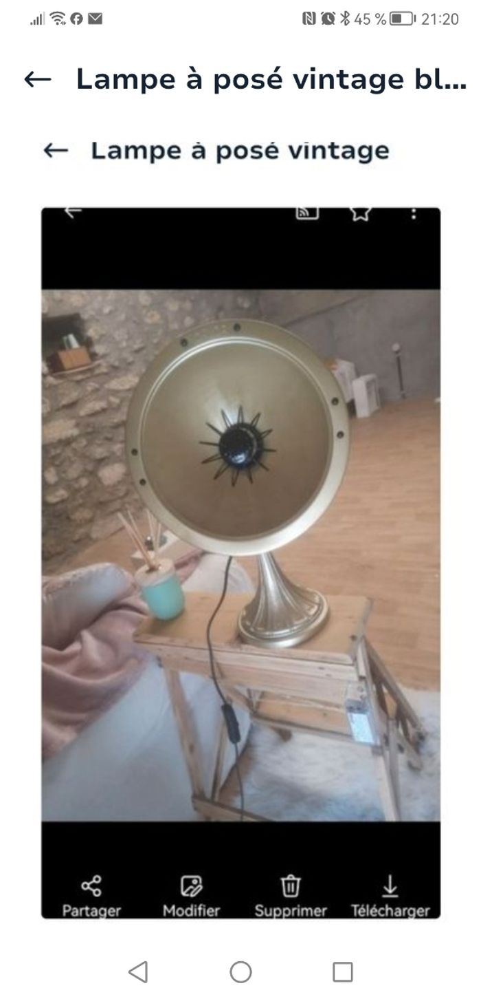 Lampe à posé vintage blanche ou doré - photo numéro 9