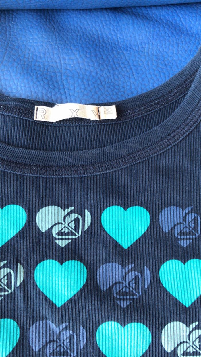 Roxy débardeur bleu marine avec cœur bleu turquoise - photo numéro 3