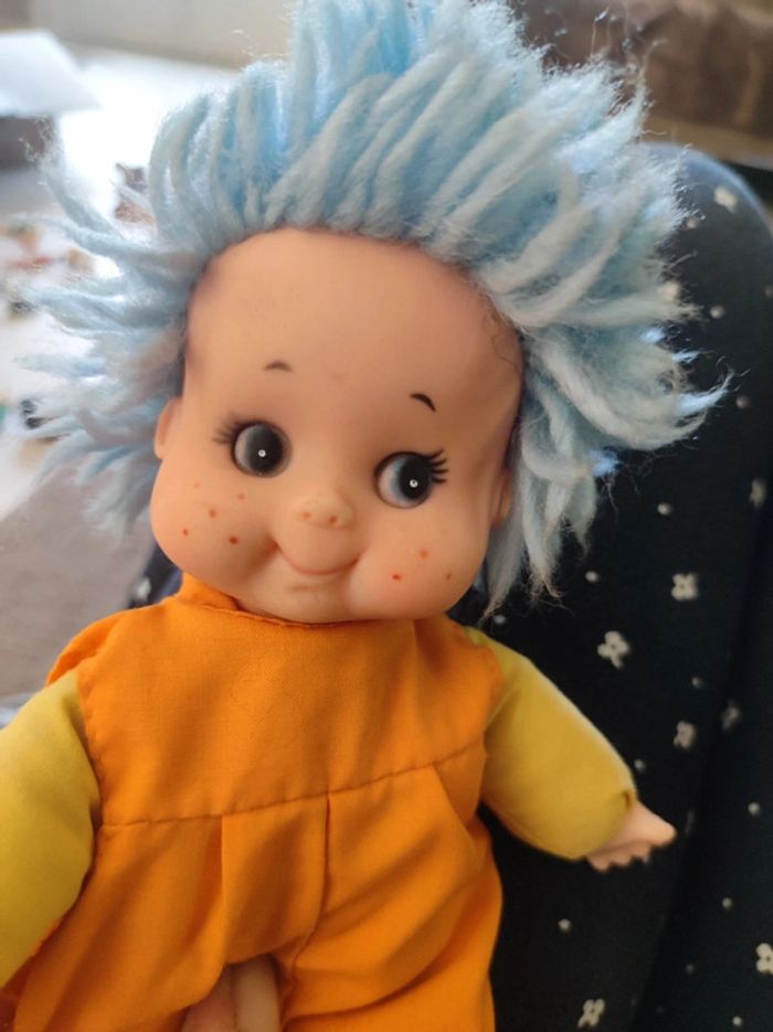 poupée cheveux laine bleu - photo numéro 2
