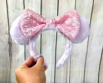 Ears (serre tête) oreilles de Minnie en fausse fourrure et sequins rose pink Tokyo Disneyland