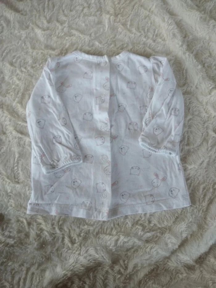 Lot de 2 tee shirt/chemise manches longues Fille 3 mois 100% coton Lapin chat ours Pat et Ripaton - photo numéro 10