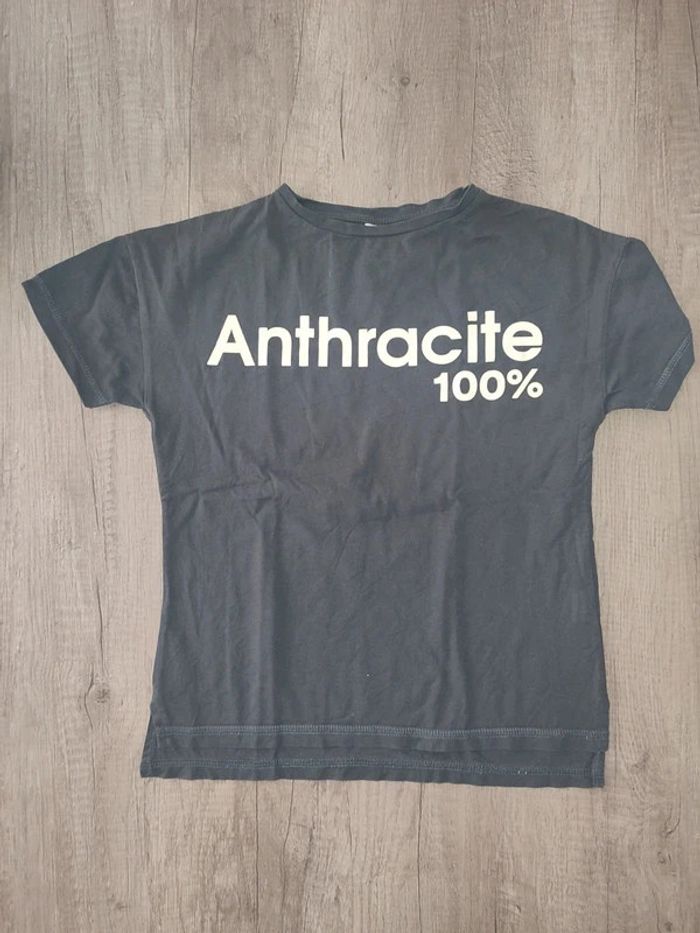 T shirt noir Zara 9 ans " Anthracite 100 %"