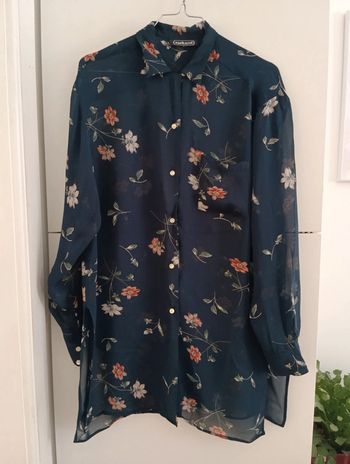 Chemise tunique cacharel voile bleu marine à fleurs