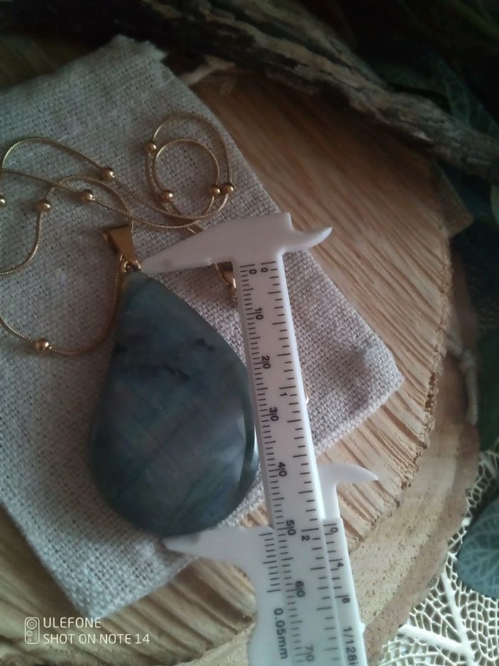 Collier labradorite pierre naturelle à flash bleu - photo numéro 7
