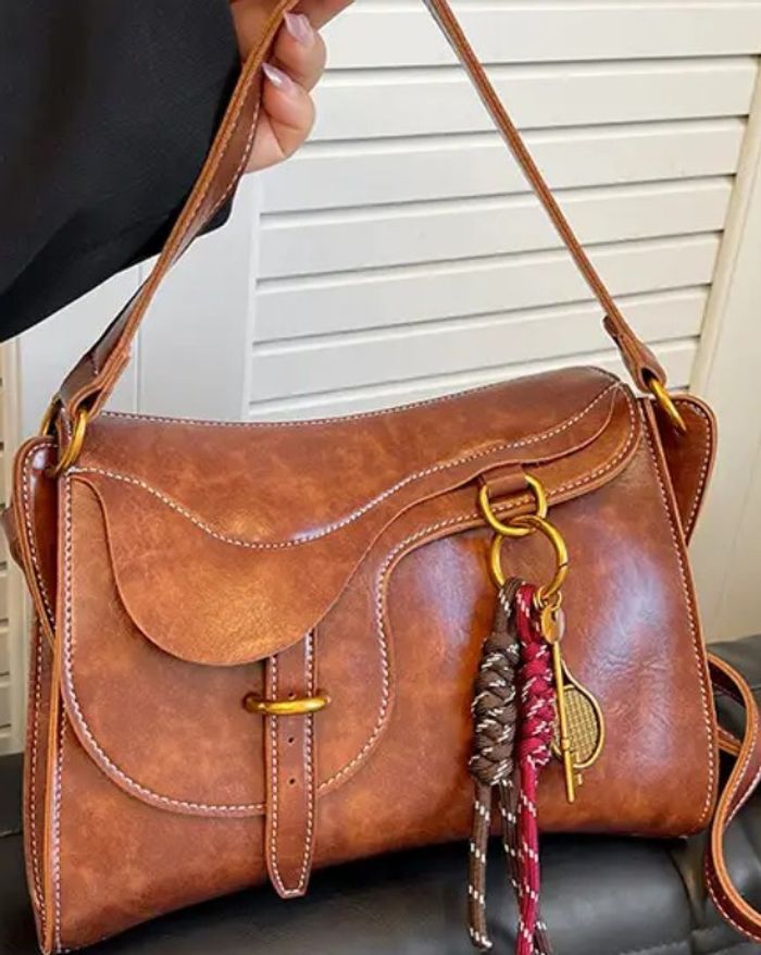 Sac bandoulière similicuir marron tendance