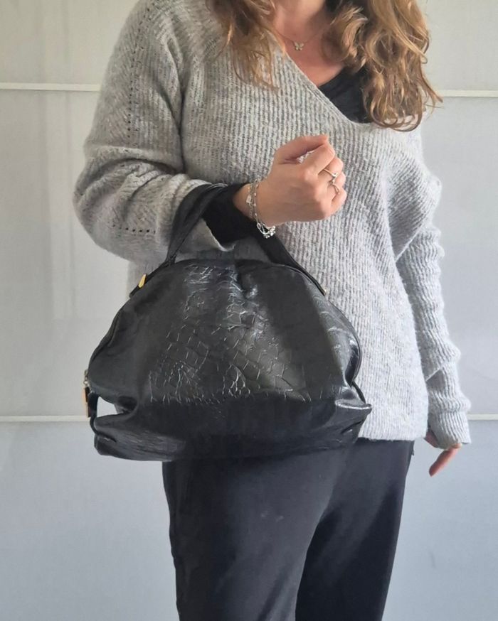 Sac à main vintage noir en cuir - photo numéro 9